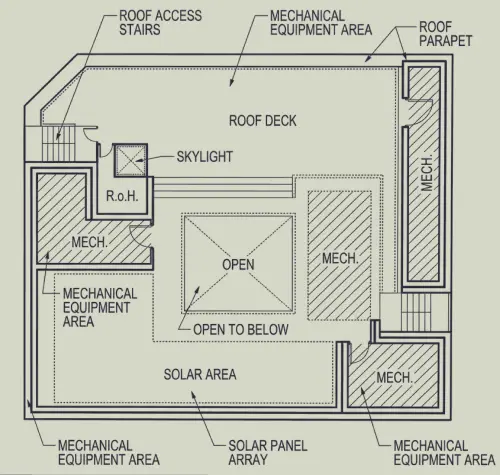 A floor plan of a building